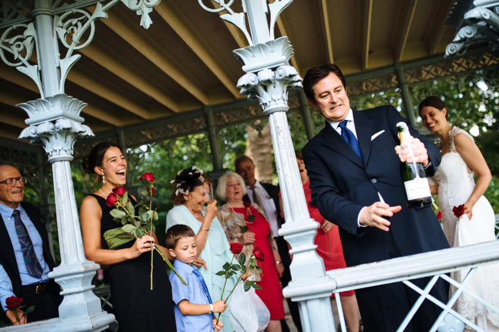 Wedding celebration at Ladies Pavilion in NYC's Central Park