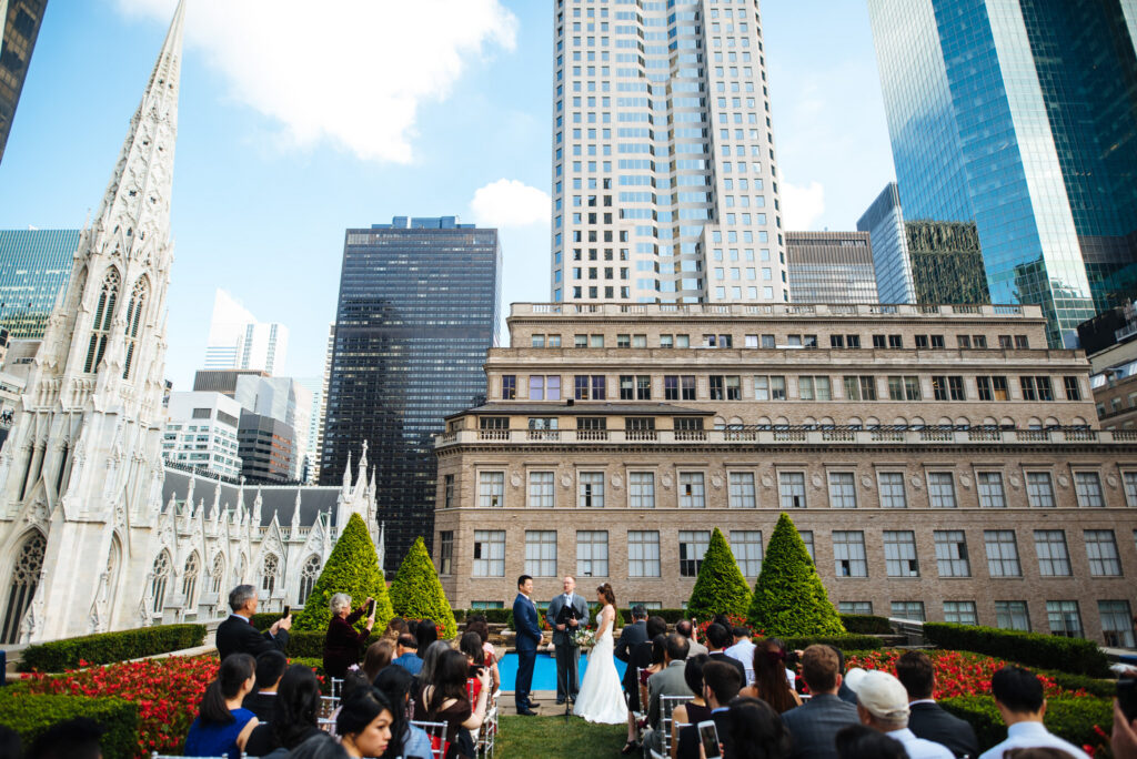Rooftop terrace ceremony at 620 Loft & Garden in midtown NYC
